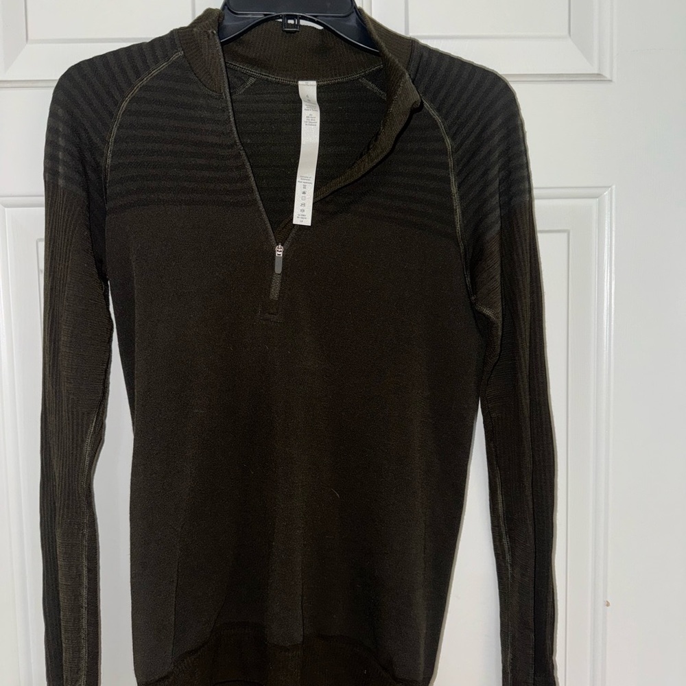 lululemon athletica quarter zip - dark army green